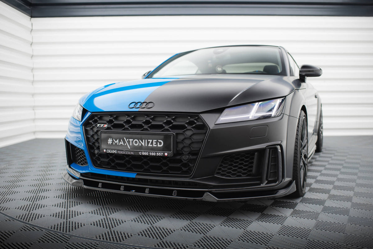 Street+ Spoilerlippe Front Ansatz V.1 passend für Audi TT S / TT S-Line 8S Facelift schwarz Hochglanz – Ansicht 3