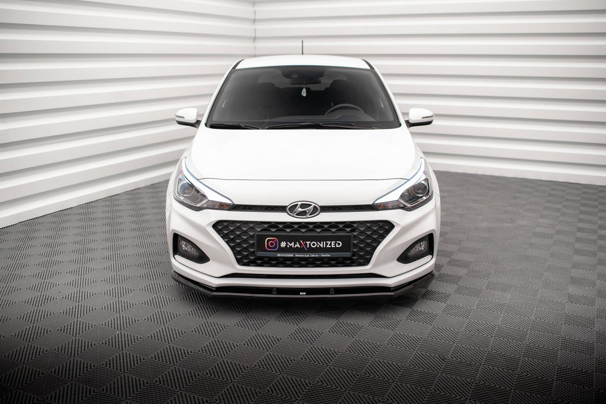 Street+ Spoilerlippe Front Ansatz V.1 passend für Hyundai I20 Mk2 Facelift schwarz Hochglanz – Ansicht 1