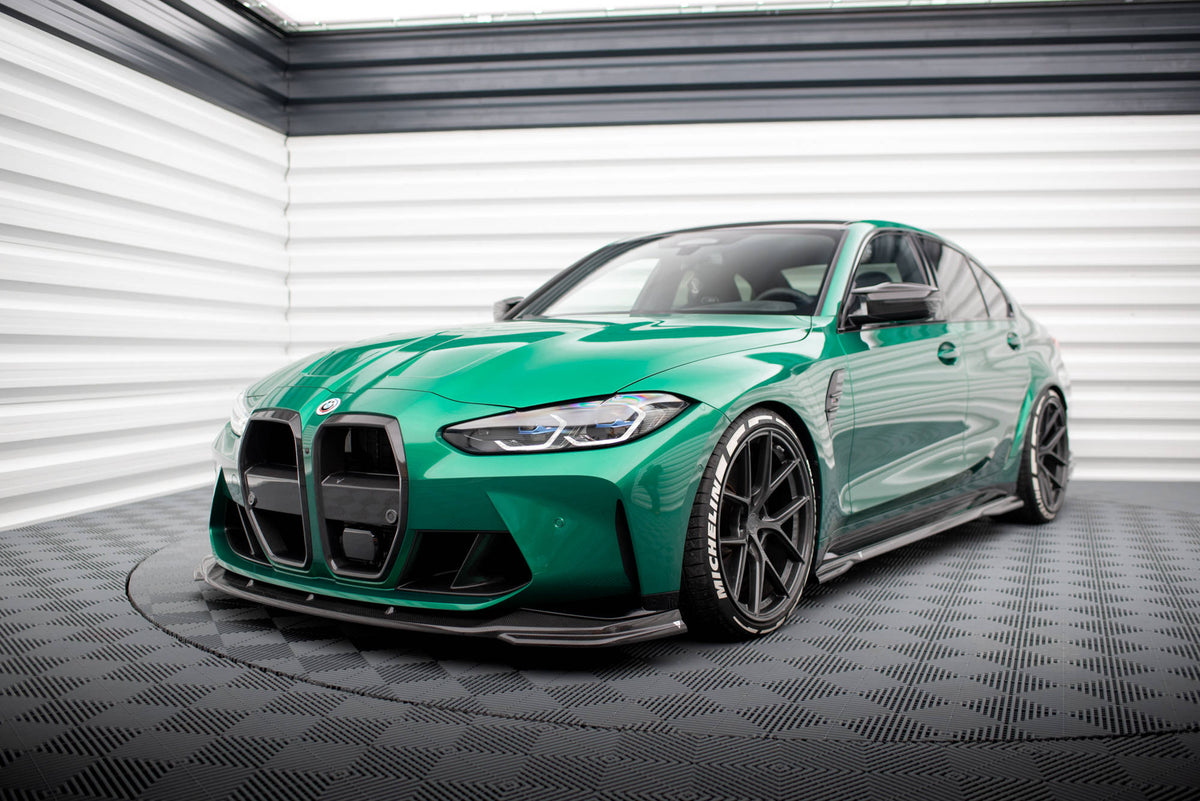 Prepreg Carbon Fiber Street+ Spoilerlippe Front Ansatz V.2 passend für BMW M3 Limousine / Touring G80 / G81 – Ansicht 3