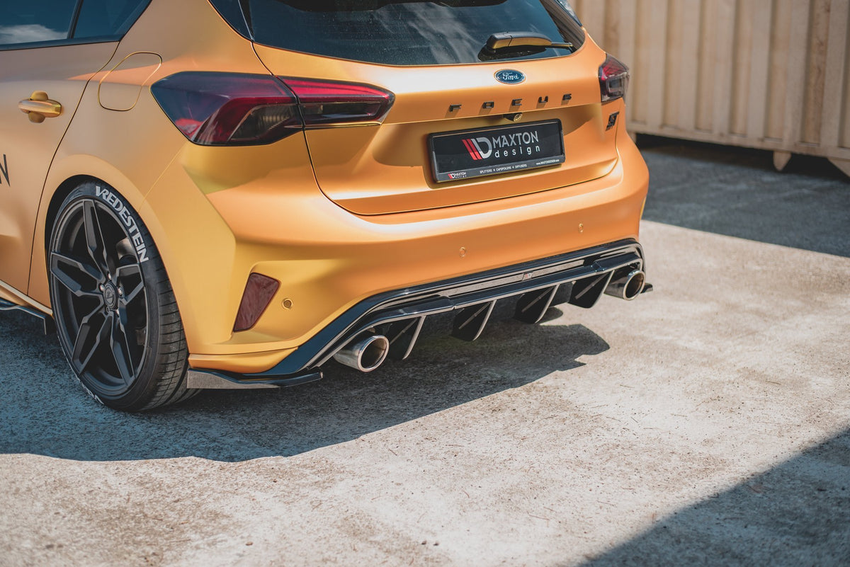 Heck Ansatz Flaps Diffusor V.3 passend für (Für heckansatz V.3) Ford Focus Hatchback ST Mk4  schwarz Hochglanz – Ansicht 7
