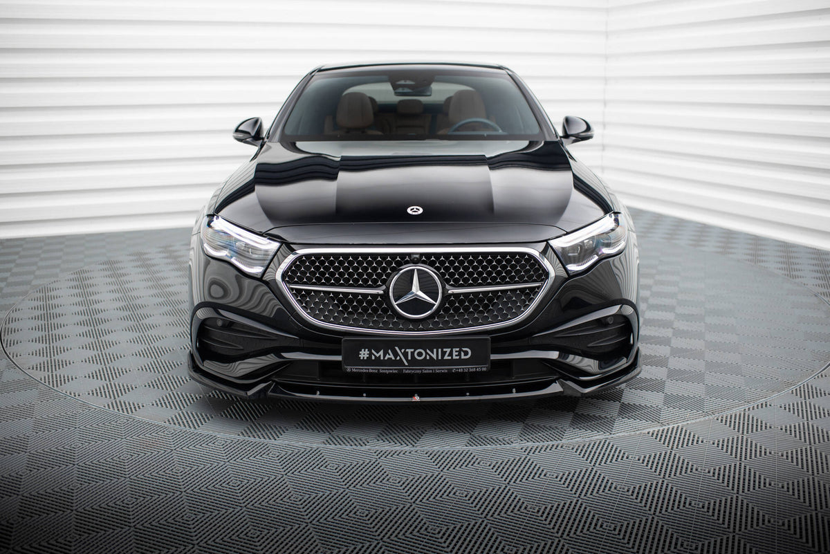 Street+ Spoilerlippe Front Ansatz V.2 passend für Mercedes-Benz E AMG-Line Limousine / Kombi W214 schwarz Hochglanz – Ansicht 1