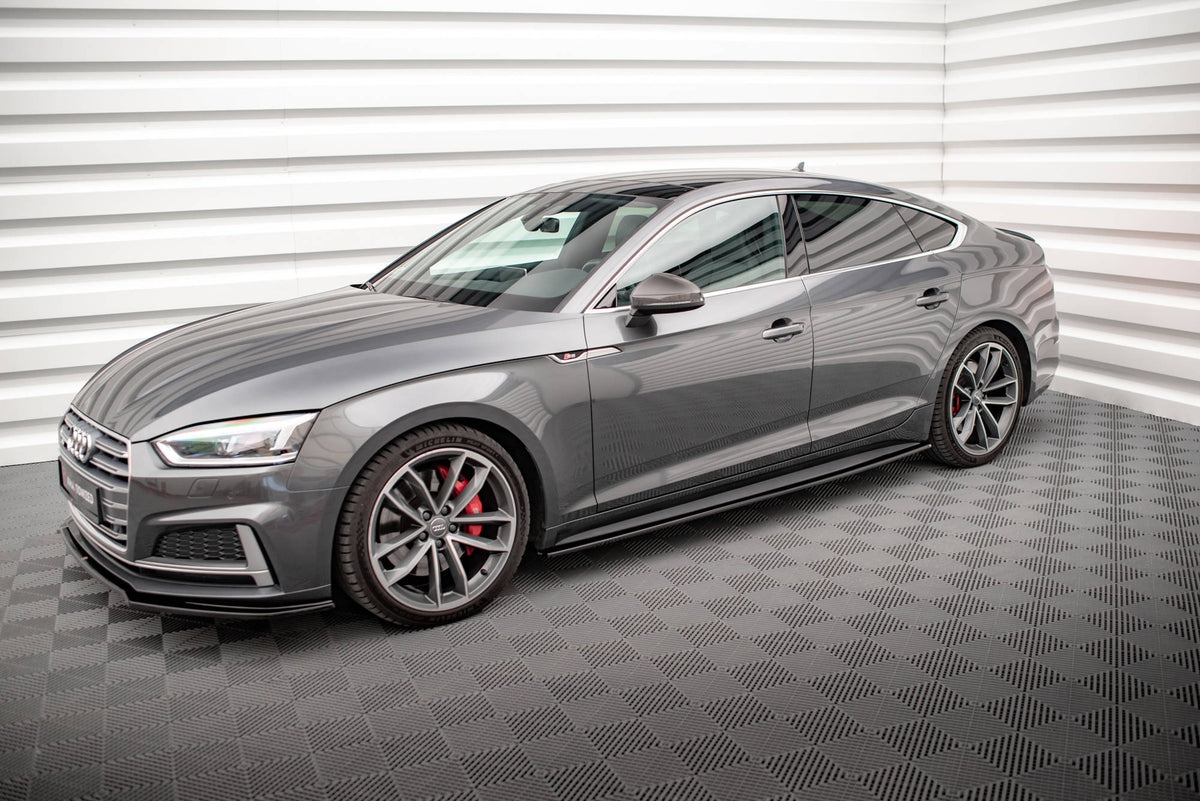 Street+ Seitenschweller Leisten passend für Audi S5 / A5 S-Line F5 Sportback  schwarz Hochglanz – Ansicht 1