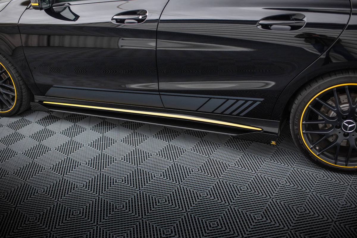 Seitenschweller Flaps passend für Mercedes-AMG CLA 45 C117 Facelift schwarz Hochglanz – Ansicht 3