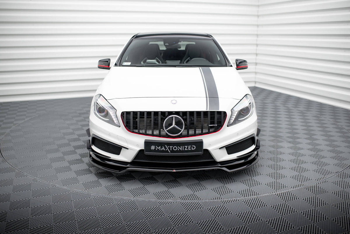 Street+ Spoilerlippe Front Ansatz V.4 passend für Mercedes-Benz A45 AMG W176 schwarz Hochglanz – Ansicht 1