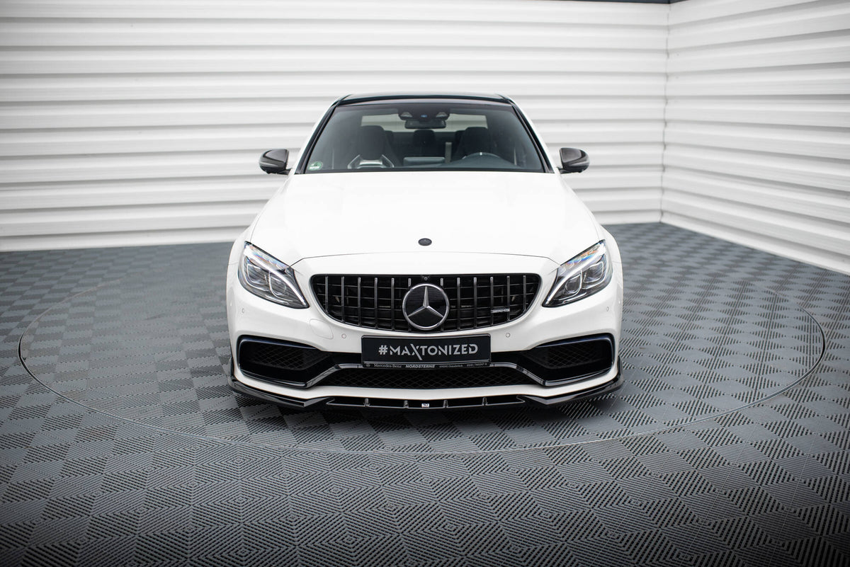 Street+ Spoilerlippe Front Ansatz V.2 passend für Mercedes-AMG C63 Limousine / Kombi W205 / S205 schwarz Hochglanz – Ansicht 1