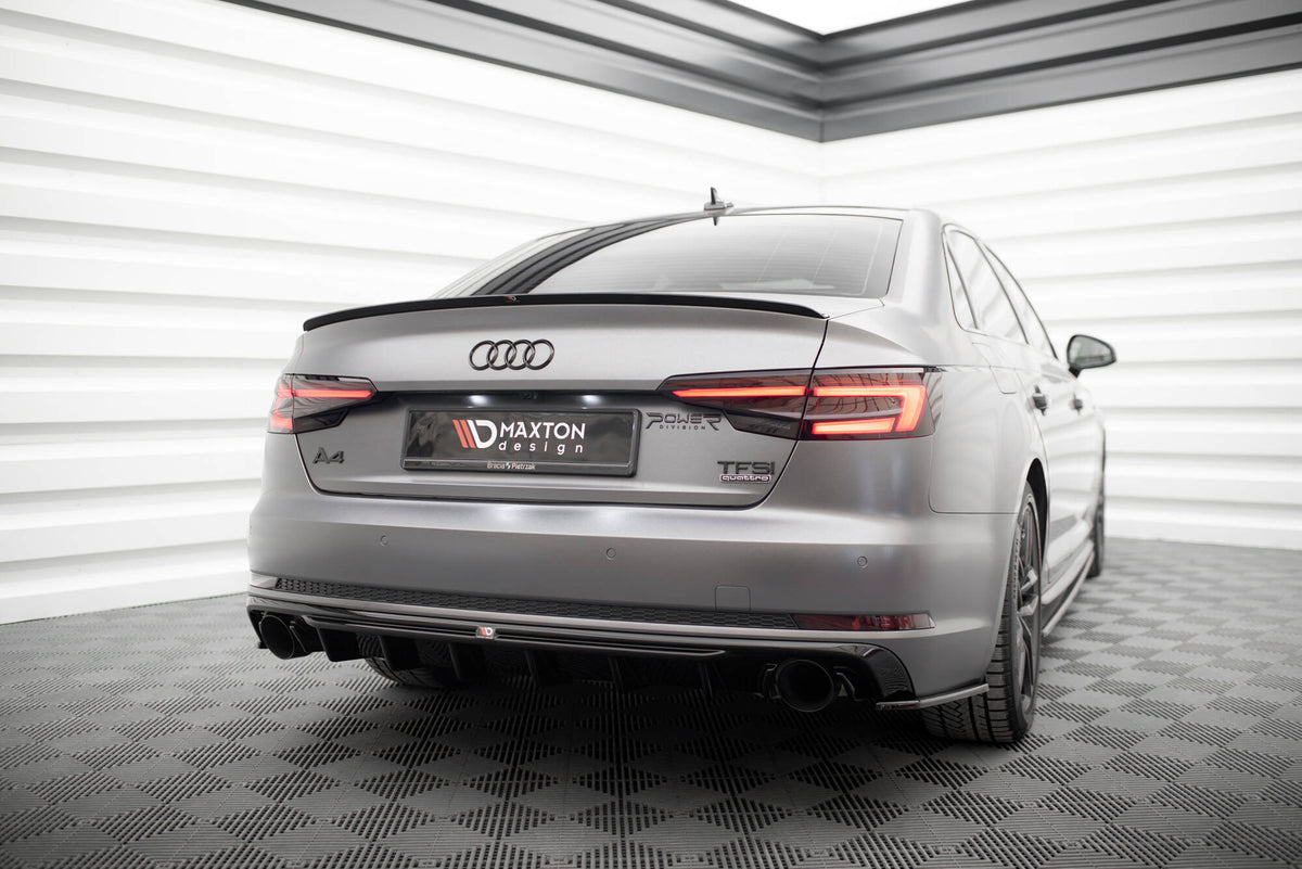 Heck Ansatz Flaps Diffusor V.3 passend für Audi A4 S-line B9 schwarz Hochglanz – Ansicht 3