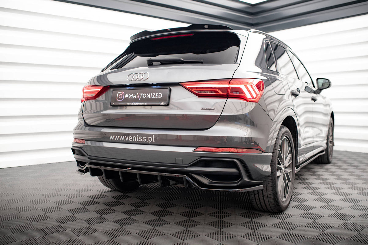 Street+ Mittlerer Diffusor RACE passend für Audi Q3 S-Line SUV F3 schwarz Hochglanz – Ansicht 4
