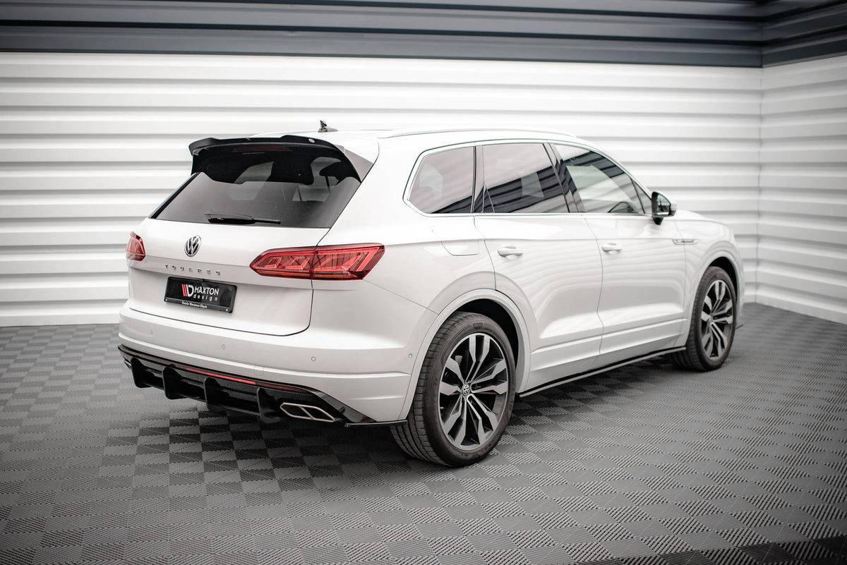 Heck Ansatz Flaps Diffusor passend für VW Touareg R-line Mk3 schwarz Hochglanz – Ansicht 1