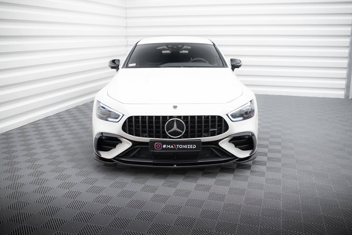 Street+ Spoilerlippe Front Ansatz V.1 passend für Mercedes-AMG GT 43 4 Door Coupe V8 Styling Package X290 schwarz Hochglanz – Ansicht 1