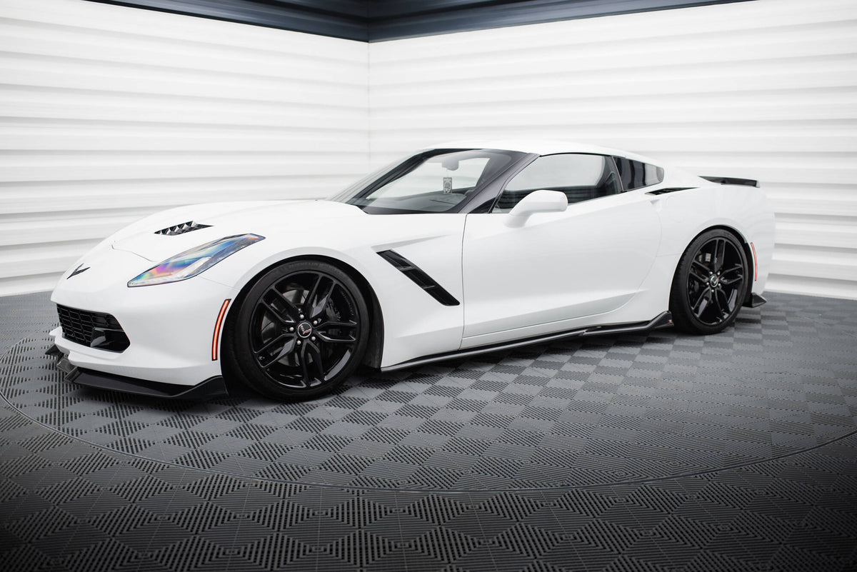 Street+ Seitenschweller Leisten V.2 passend für Chevrolet Corvette Stingray C7 schwarz Hochglanz – Ansicht 1