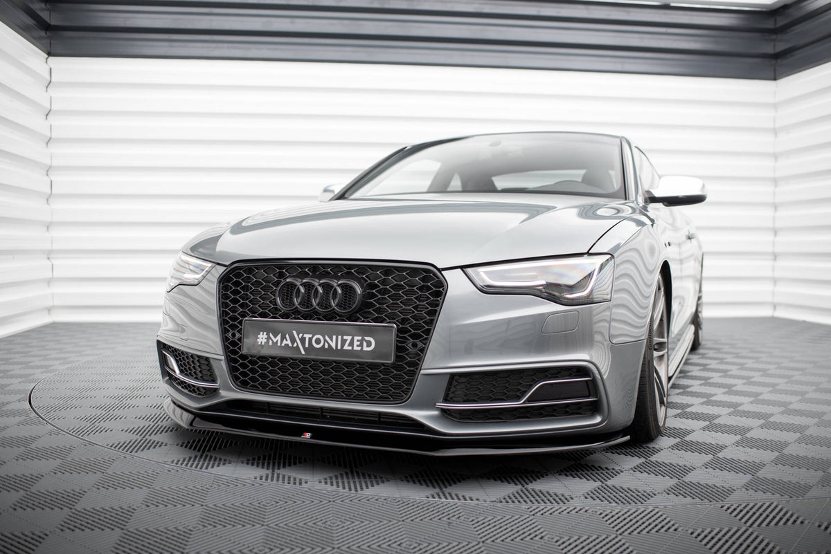 Street+ Spoilerlippe Front Ansatz V.1 passend für Audi S5/A5 S-Line 8T Facelift schwarz Hochglanz – Ansicht 1