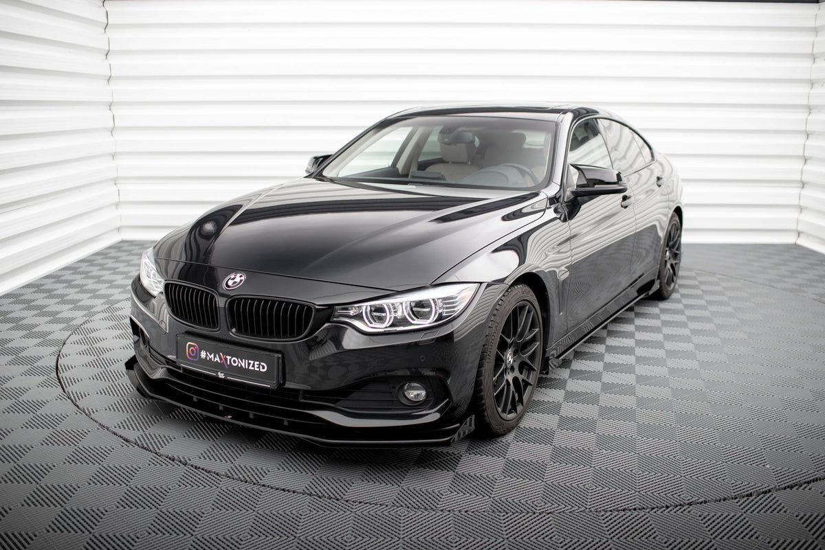 Street Pro Street+ Spoilerlippe Front Ansatz + Flaps passend für BMW 4er Gran Coupe F36 schwarz Hochglanz – Ansicht 3