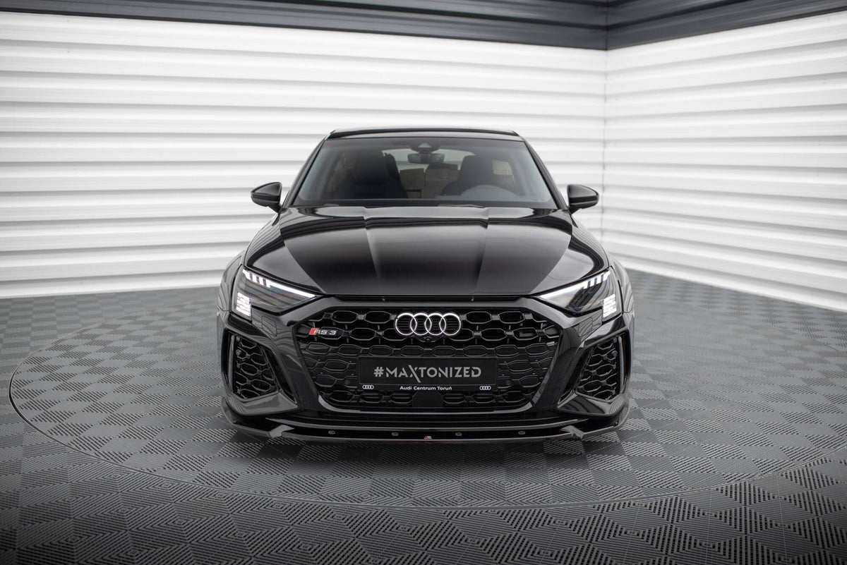 Street+ Spoilerlippe Front Ansatz V.1 passend für Audi RS3 Sportback 8Y schwarz Hochglanz – Ansicht 3