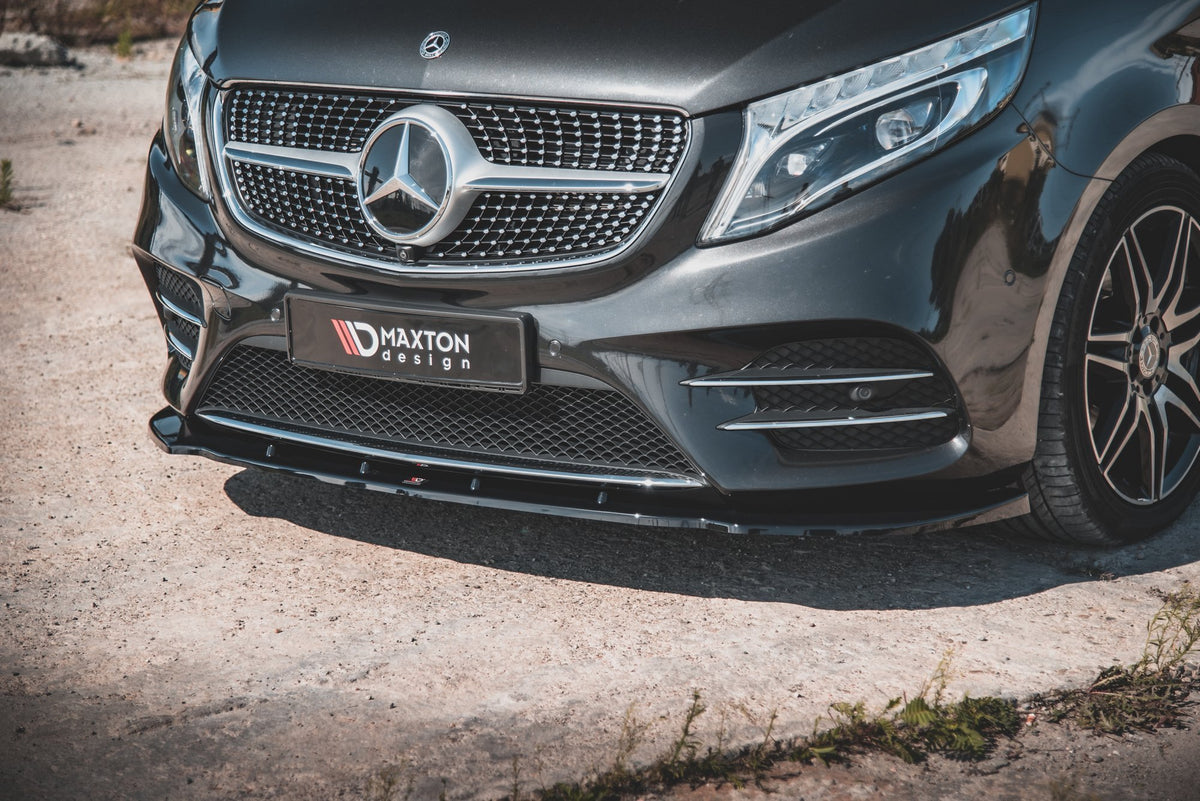 Street+ Spoilerlippe Front Ansatz V.2 passend für Mercedes-Benz V-Klasse AMG-Line W447  schwarz Hochglanz – Ansicht 4