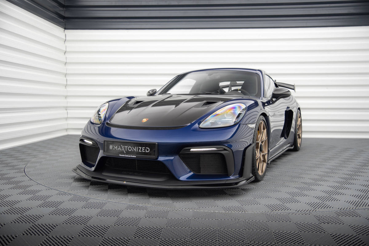 Street+ Spoilerlippe Front Ansatz passend für Porsche 718 Cayman GT4 RS 982c schwarz Hochglanz – Ansicht 3