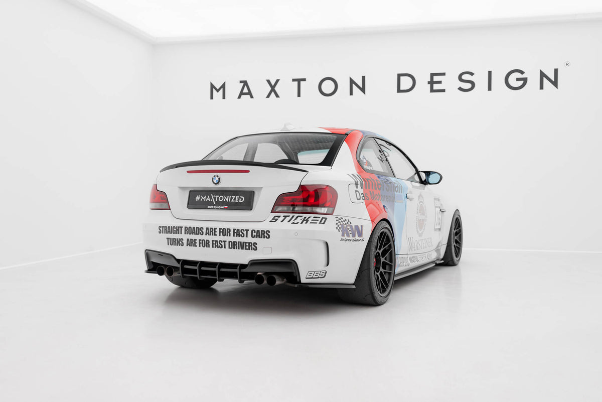 Heck Ansatz Flaps Diffusor passend für BMW 1er M Coupe E82 schwarz Hochglanz – Ansicht 1