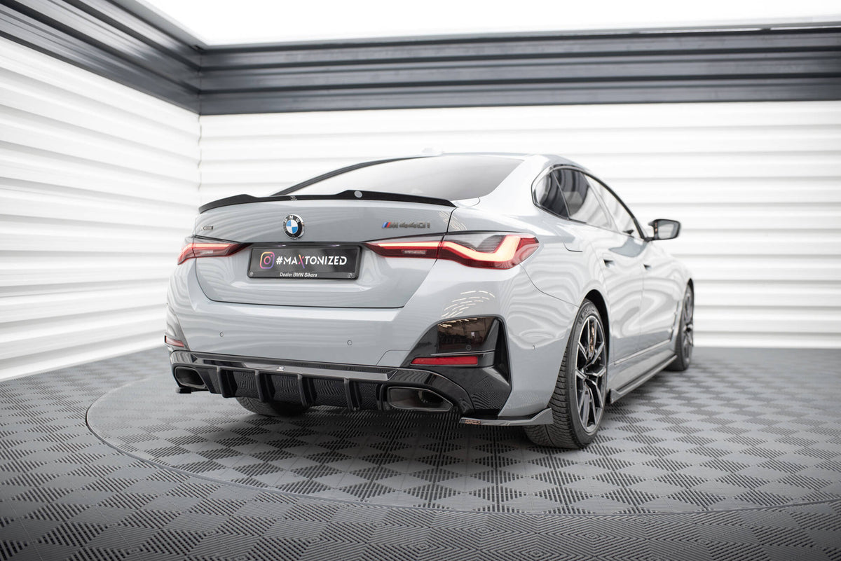 Heck Ansatz Flaps Diffusor V.4 passend für BMW M440i / 4 M-Paket Gran Coupe G26 schwarz Hochglanz – Ansicht 5