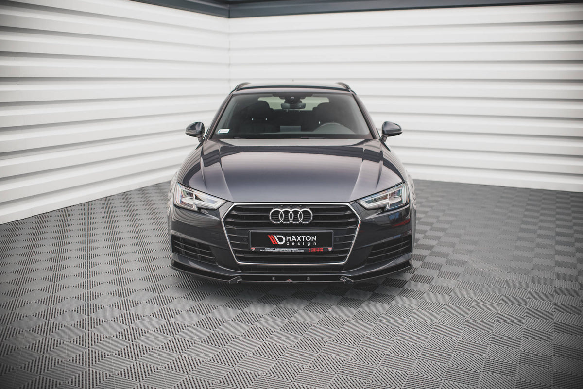 Street+ Spoilerlippe Front Ansatz V.1 passend für Audi A4 B9 schwarz Hochglanz – Ansicht 1