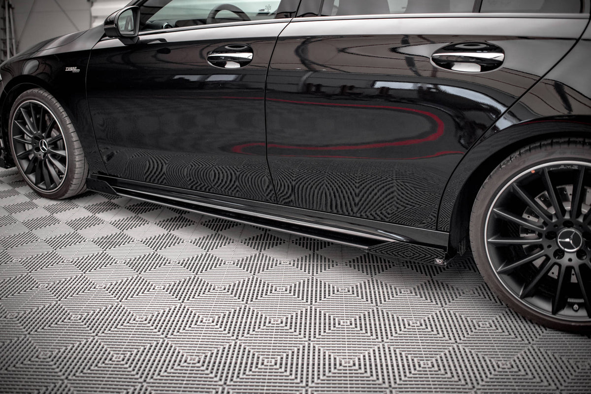 Seitenschweller Flaps passend für Mercedes A35 AMG / AMG-Line Aero Pack W177  schwarz Hochglanz – Ansicht 3