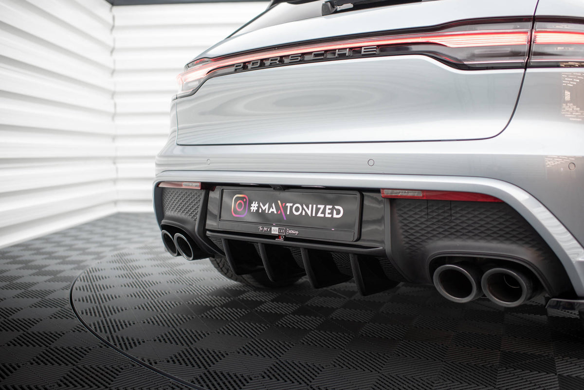 Diffusor Heck Ansatz passend für Porsche Macan Mk1 Facelift 2 schwarz Hochglanz – Ansicht 6