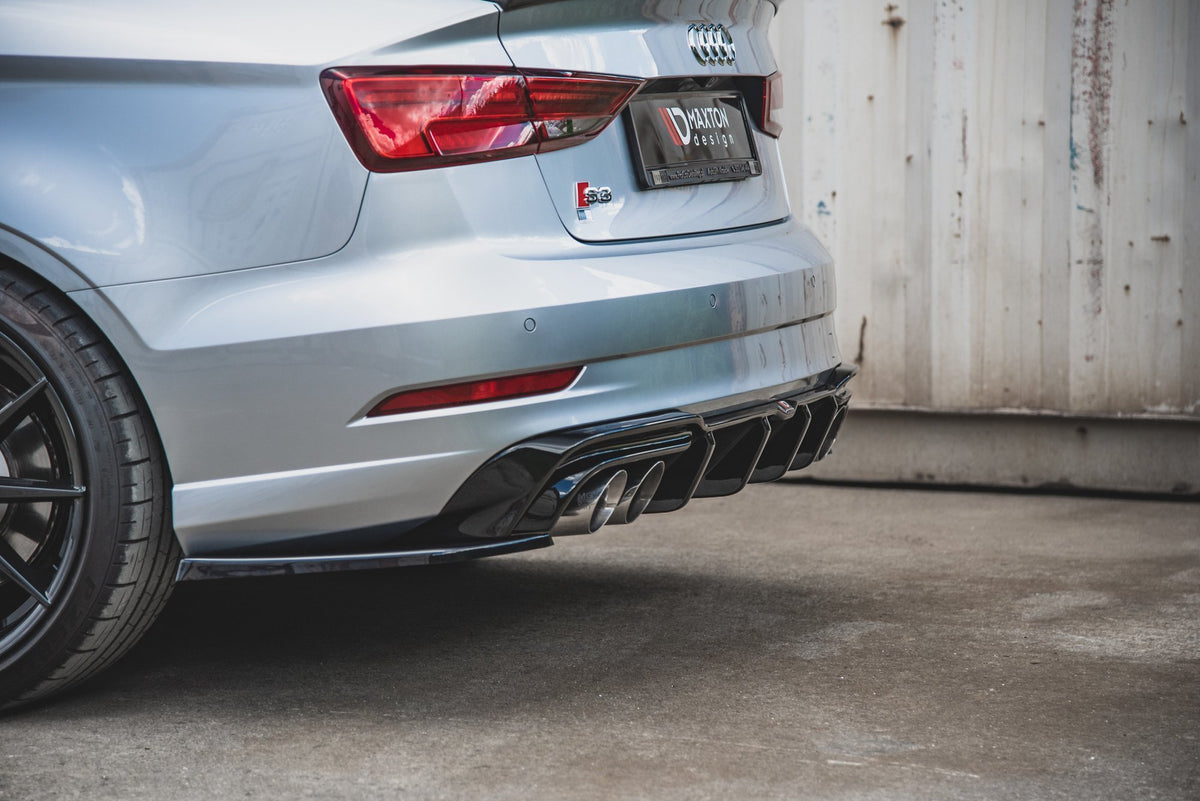 Heck Ansatz Flaps Diffusor V.2 passend für Audi S3 Limousine 8V Facelift schwarz Hochglanz – Ansicht 6