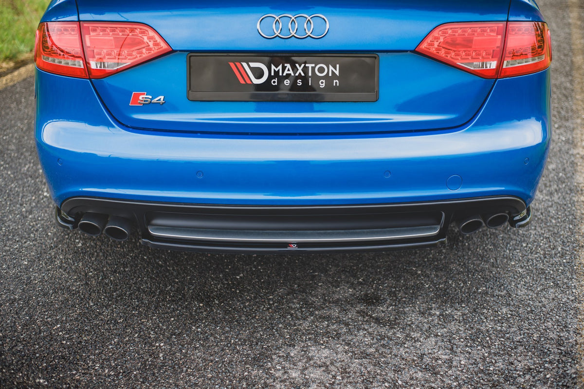 Heck Ansatz Flaps Diffusor passend für Audi S4 / A4 S-Line B8 Limousine schwarz Hochglanz – Ansicht 3