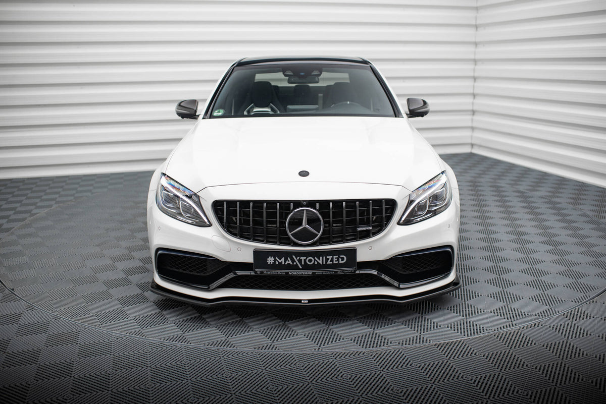 Street+ Spoilerlippe Front Ansatz V.1 passend für Mercedes-AMG C63 Limousine / Kombi W205 / S205 schwarz Hochglanz – Ansicht 1