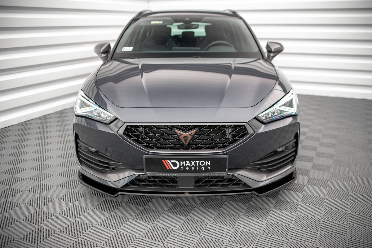 Street+ Spoilerlippe Front Ansatz V.2 passend für Cupra Leon Mk1 schwarz Hochglanz – Ansicht 1