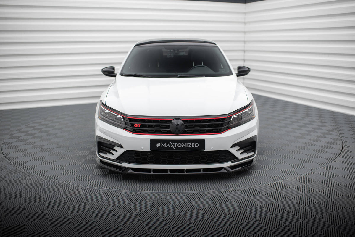 Street+ Spoilerlippe Front Ansatz V.1 passend für VW Passat GT B8 Facelift USA schwarz Hochglanz – Ansicht 1