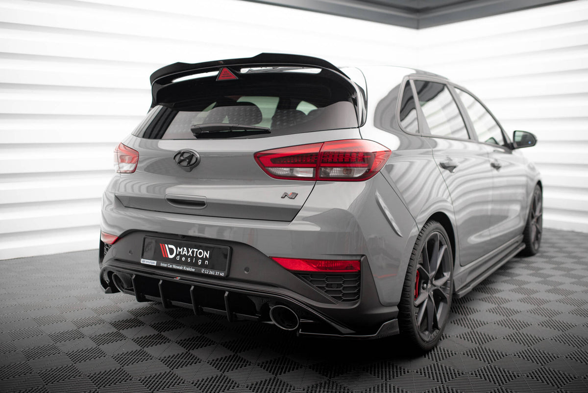 Heck Ansatz Flaps Diffusor V.6 passend für Hyundai I30 N Hatchback Mk3 Facelift schwarz Hochglanz – Ansicht 1