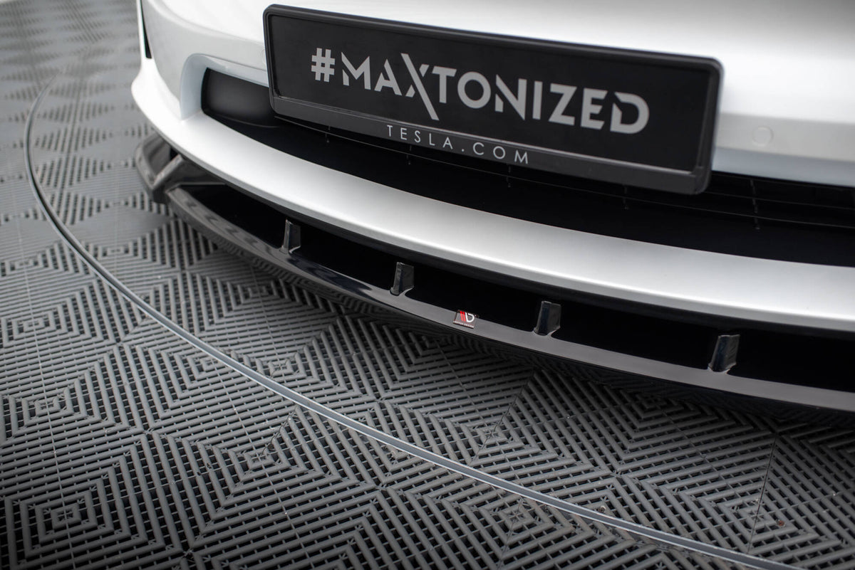 Street+ Spoilerlippe Front Ansatz V.2 passend für Tesla Model X Mk1 Facelift schwarz Hochglanz – Ansicht 4