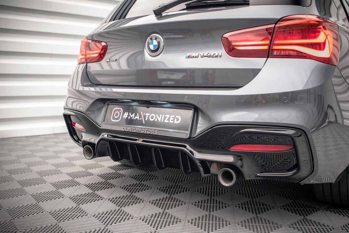 Diffusor Heck Ansatz passend für Bmw 1 F20/ F21 Facelift M-Power schwarz Hochglanz – Ansicht 1
