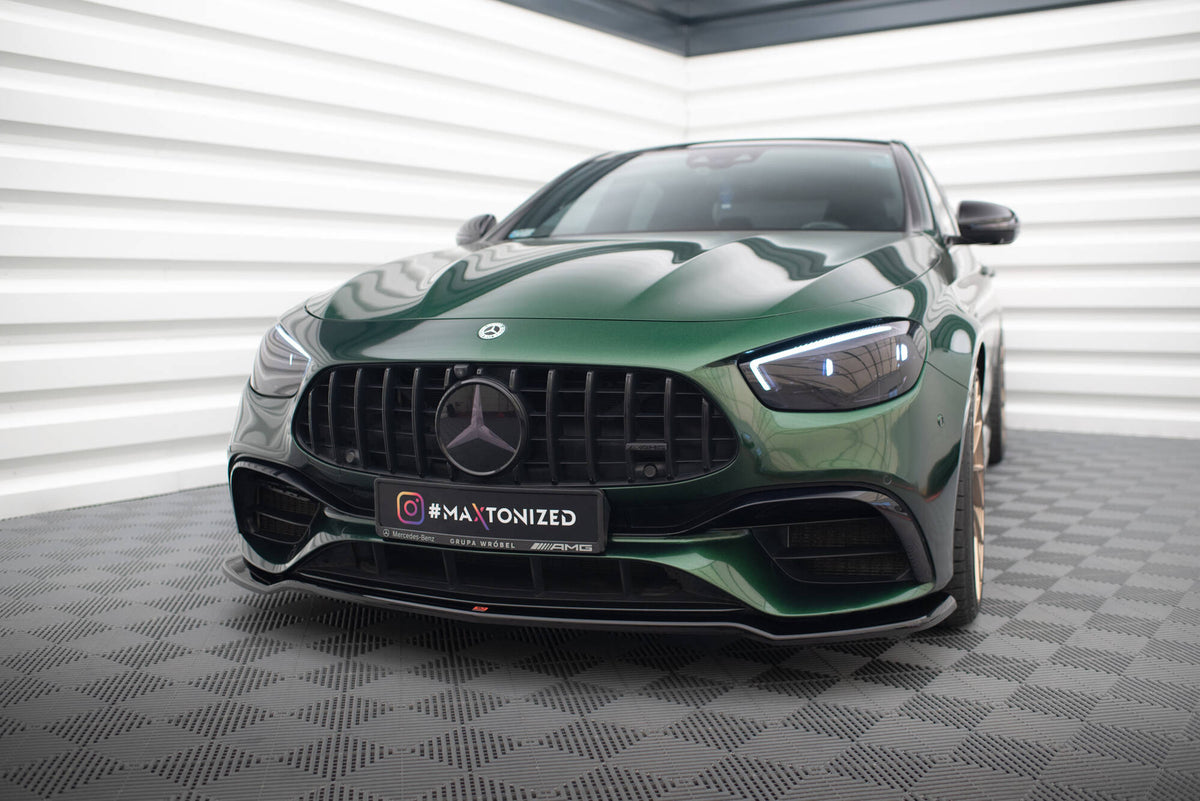 Street+ Spoilerlippe Front Ansatz V.1 passend für Mercedes-AMG E63 W213 Facelift schwarz Hochglanz – Ansicht 1