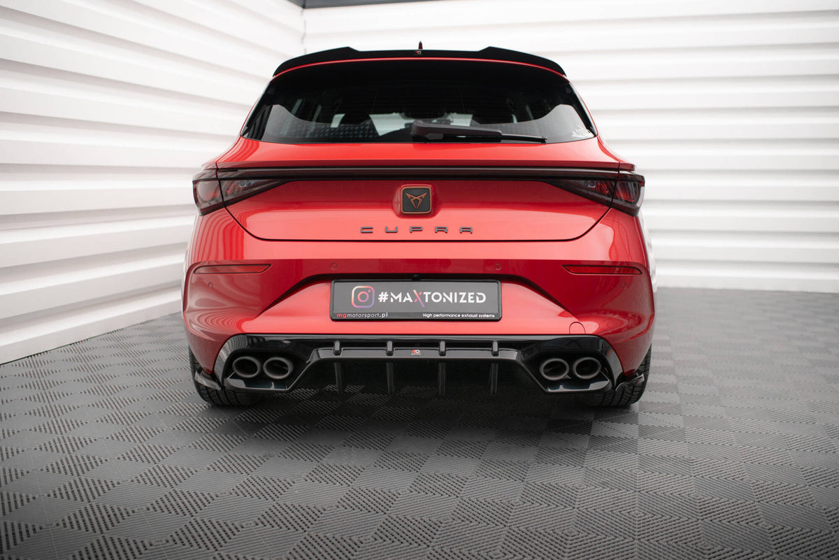 Heck Ansatz Flaps Diffusor V.2 passend für Cupra Leon Hatchback Mk1 schwarz Hochglanz – Ansicht 1