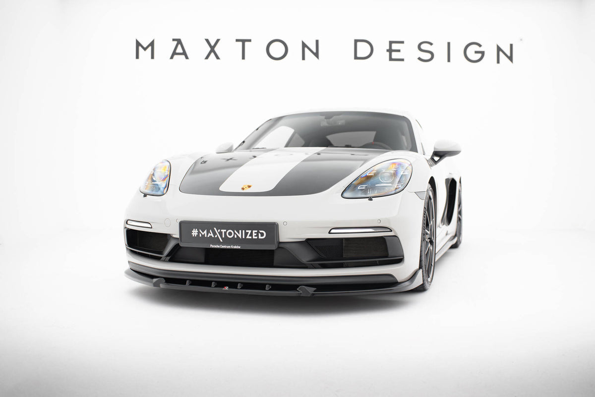 Street+ Spoilerlippe Front Ansatz passend für V.2 Porsche 718 Cayman GTS 982c / 718 Boxster GTS 982  schwarz Hochglanz – Ansicht 3