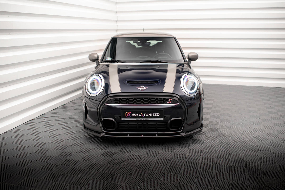 Street+ Spoilerlippe Front Ansatz V.2 passend für Mini Cooper S F56 Facelift schwarz Hochglanz – Ansicht 1