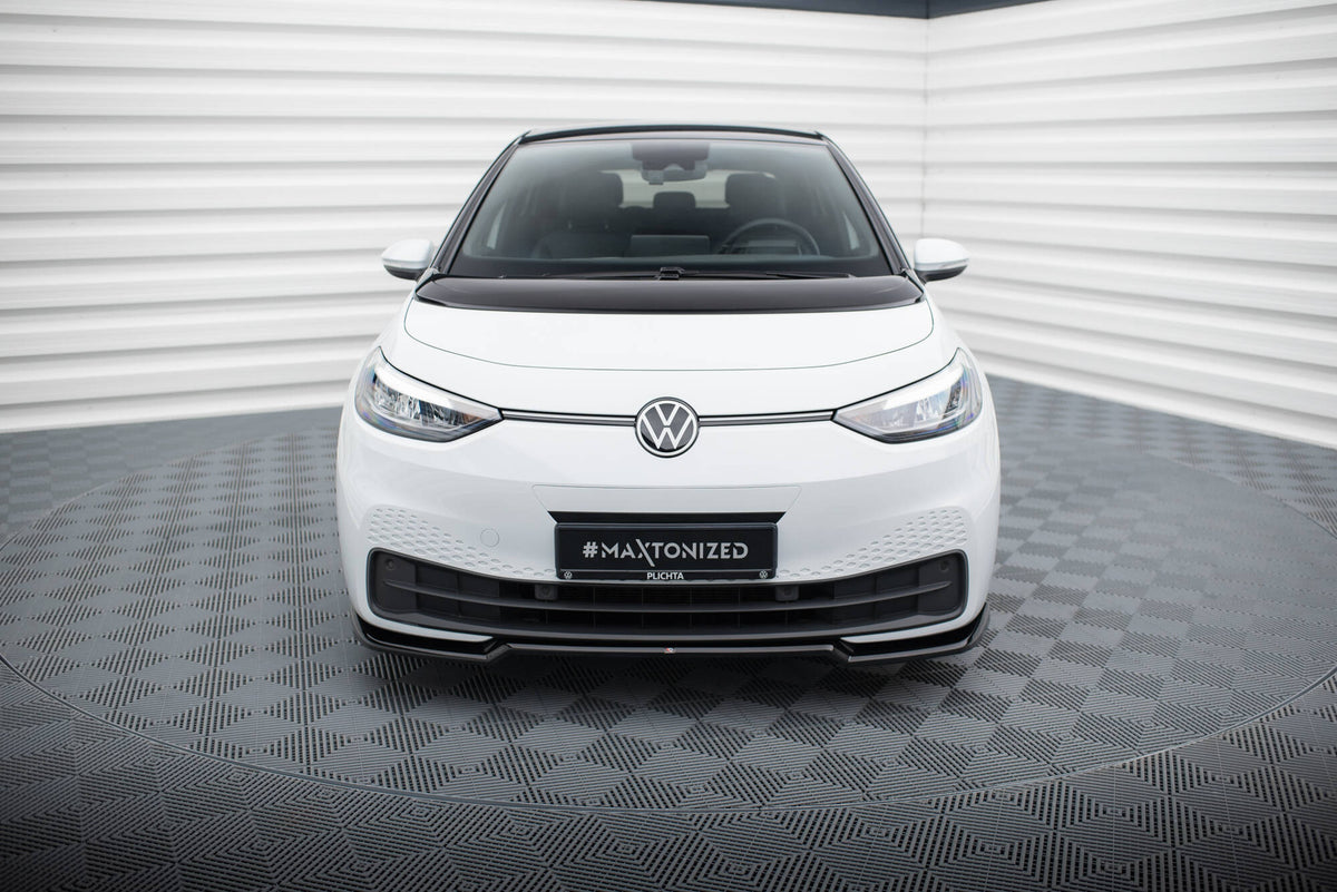 Street+ Spoilerlippe Front Ansatz V.1 passend für VW ID.3 Mk1 schwarz Hochglanz – Ansicht 1