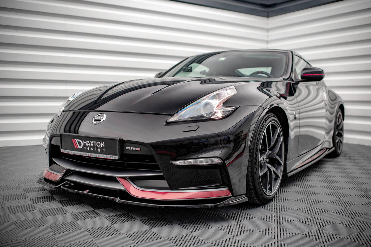 Street+ Spoilerlippe Front Ansatz V.2 passend für Nissan 370Z Nismo Facelift schwarz Hochglanz – Ansicht 4