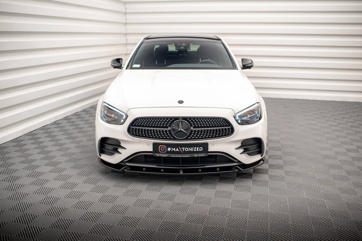 Street+ Spoilerlippe Front Ansatz V.2 passend für Mercedes-Benz E AMG-Line W213 Facelift schwarz Hochglanz – Ansicht 1