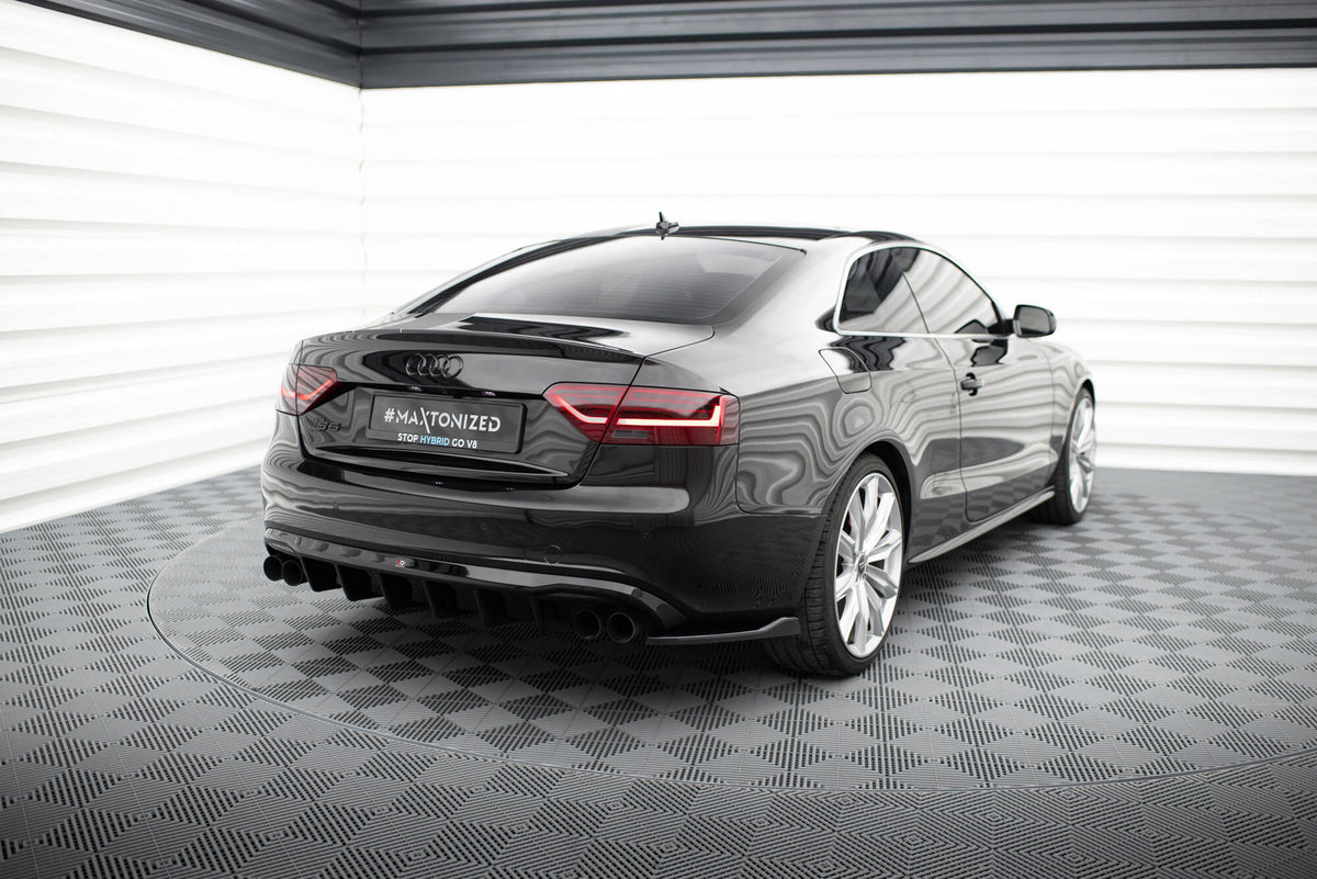 Heck Ansatz Flaps Diffusor V.2 passend für Audi S5 / A5 S-Line Coupe / Cabriolet 8T schwarz Hochglanz – Ansicht 1