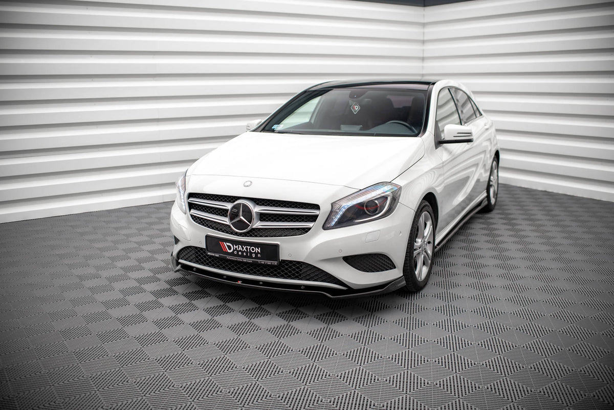Street+ Spoilerlippe Front Ansatz V.2 passend für Mercedes-Benz A W176 schwarz Hochglanz – Ansicht 3