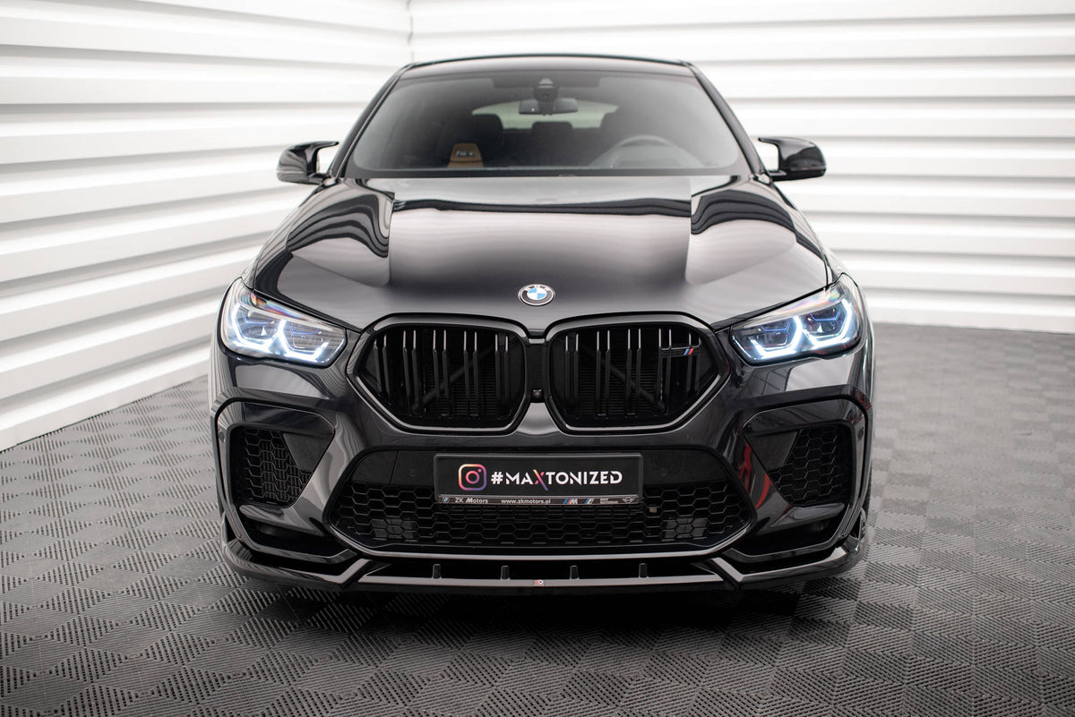 Street+ Spoilerlippe Front Ansatz V.2 passend für BMW X6 M F96 schwarz Hochglanz – Ansicht 1