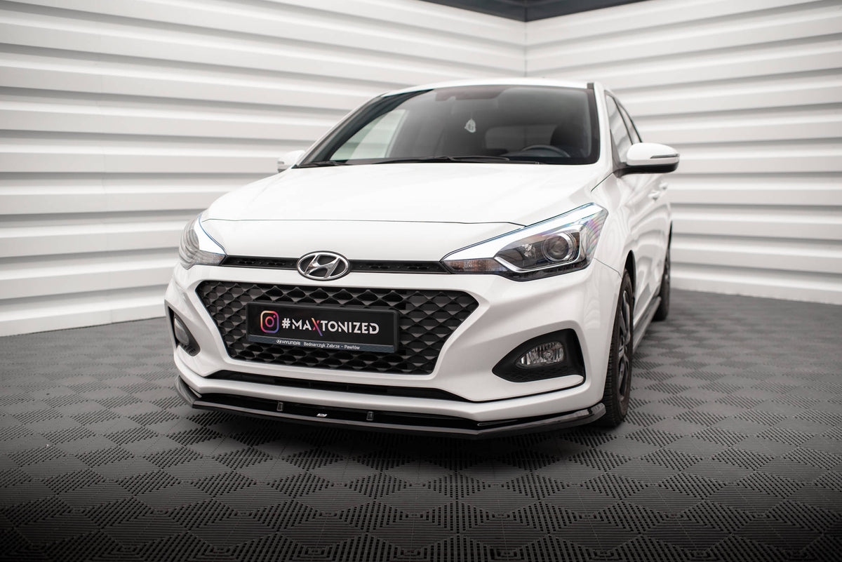Street+ Spoilerlippe Front Ansatz V.1 passend für Hyundai I20 Mk2 Facelift schwarz Hochglanz – Ansicht 3