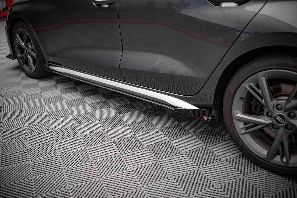 Seitenschweller Flaps passend für Audi S3 / A3 S-Line 8Y / 8Y Facelift schwarz Hochglanz – Ansicht 3