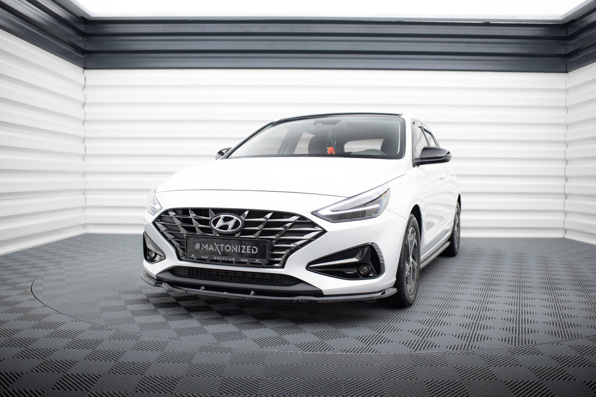 Street+ Spoilerlippe Front Ansatz V.1 passend für Hyundai I30 Mk3 Facelift schwarz Hochglanz – Ansicht 3