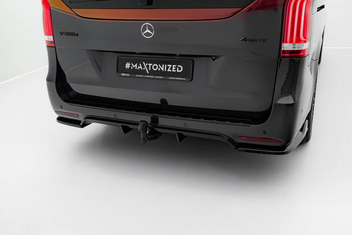 Diffusor Heck Ansatz passend für Mercedes-Benz V-Klasse AMG-Line W447 Facelift  schwarz Hochglanz – Ansicht 3