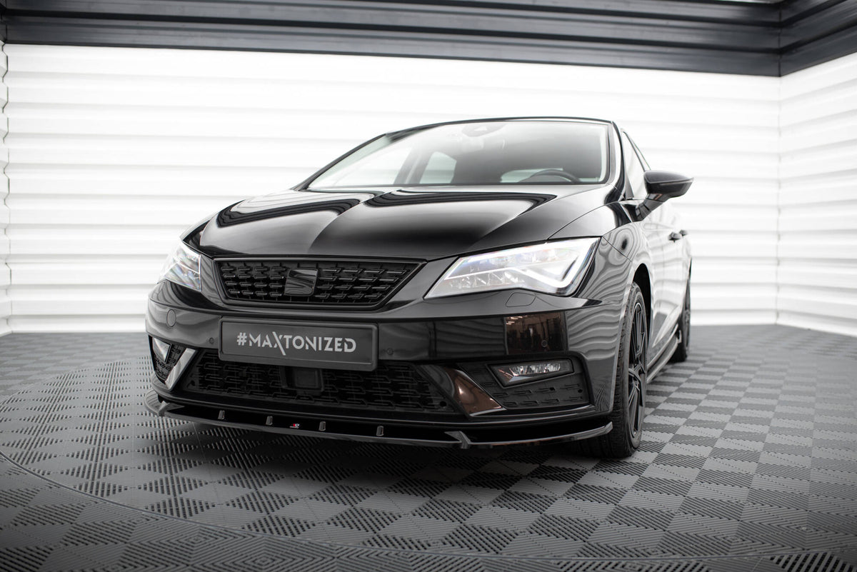Street+ Spoilerlippe Front Ansatz V.1 passend für Seat Leon Mk3 Facelift schwarz Hochglanz – Ansicht 3