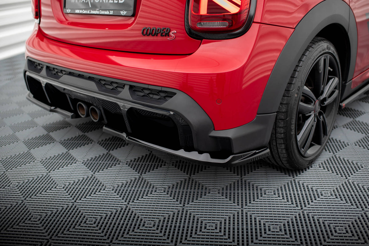 Heck Ansatz Flaps Diffusor passend für Mini Cooper S John Cooper Works F55 Facelift schwarz Hochglanz – Ansicht 4