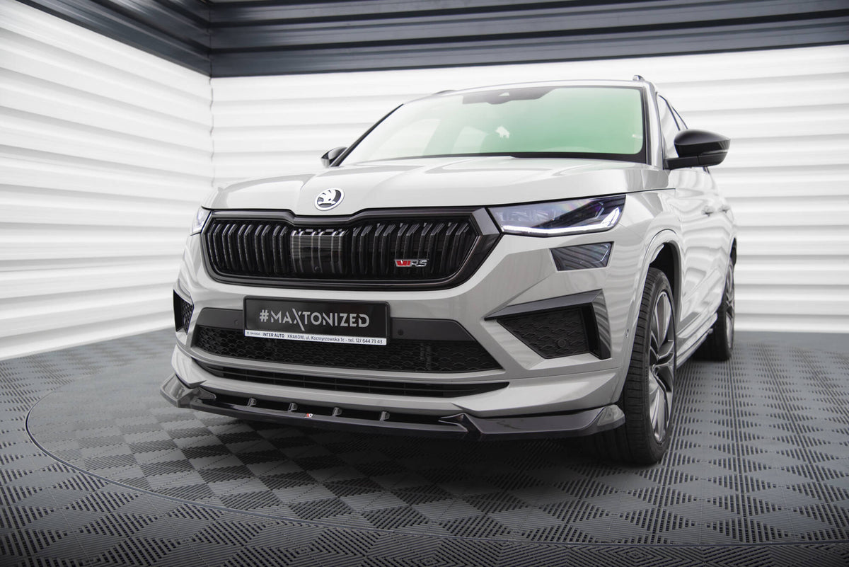 Street+ Spoilerlippe Front Ansatz V.1 passend für Skoda Kodiaq RS Mk1 Facelift schwarz Hochglanz – Ansicht 3
