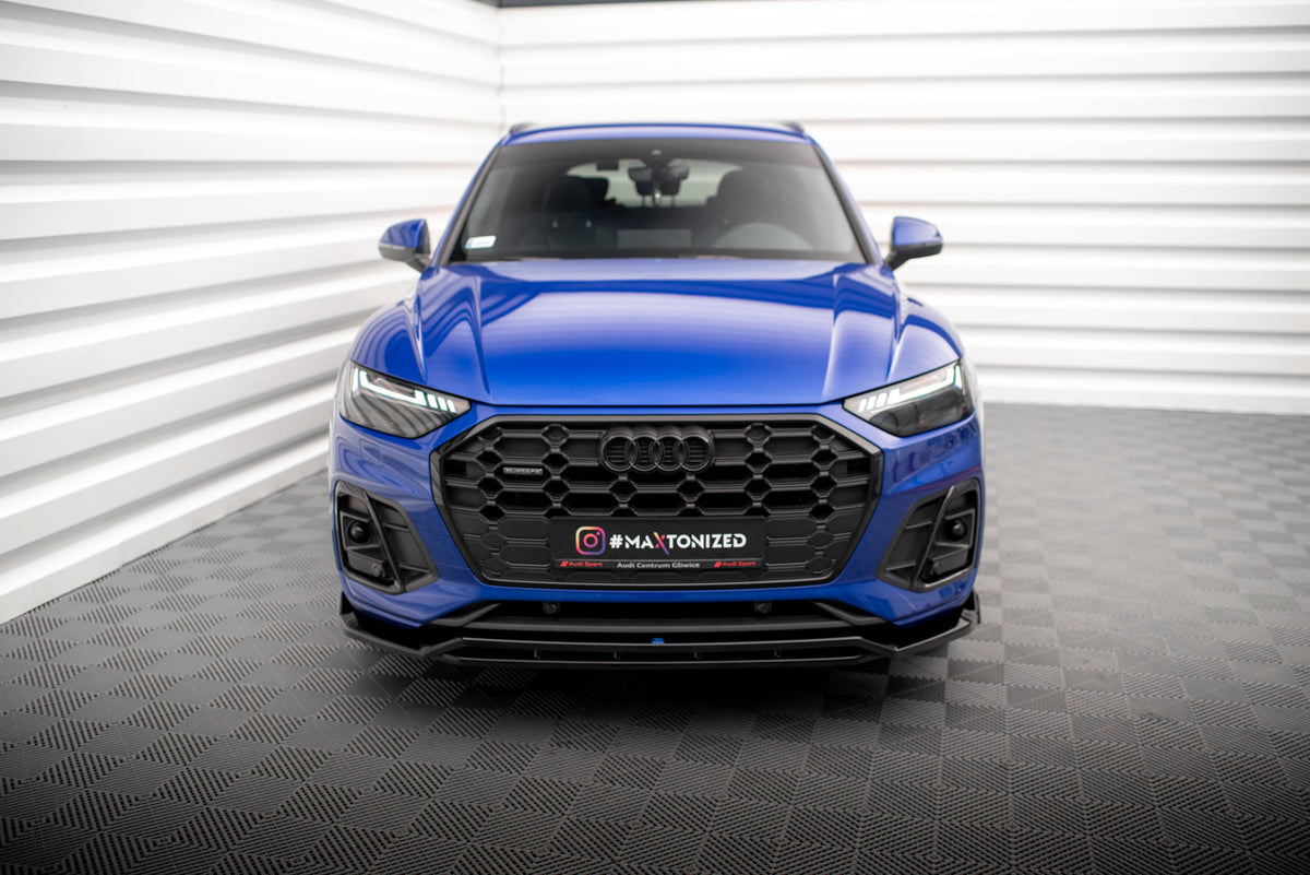 Street+ Spoilerlippe Front Ansatz V.1 passend für Audi SQ5 / Q5 S-Line SUV / Sportback Mk2 Facelift schwarz Hochglanz – Ansicht 1